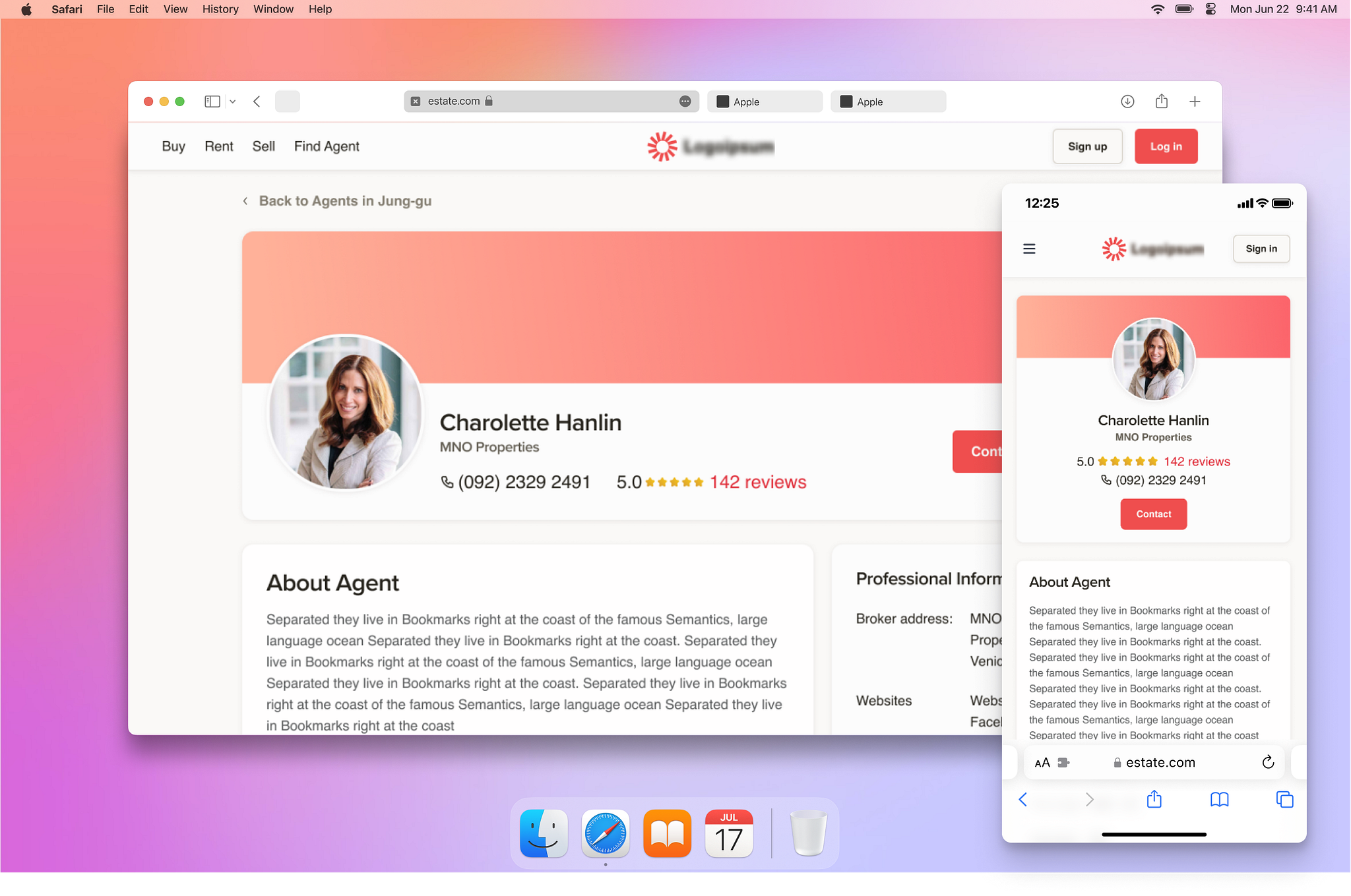 Profile Page of a Real Estate Agent by Zwe Htet Aung on Dribbble
