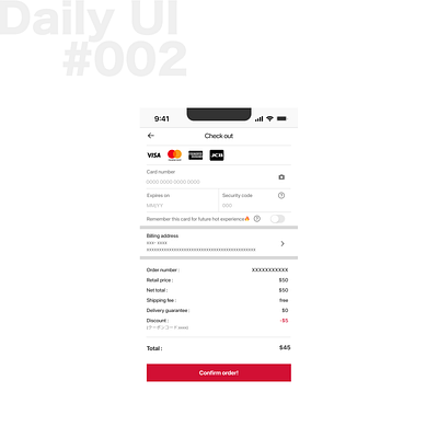 Daily UI #002 Credit card checkout app branding creditcardcheckout dailyui dailyui002 design typography ui uiux uxui