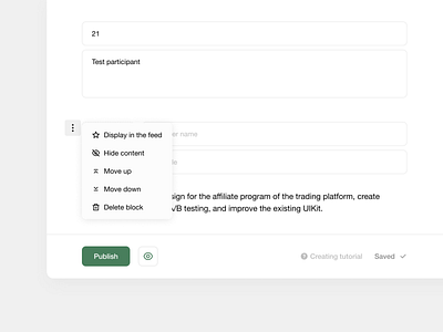 Blog platform | Creating post | edit block block creating design dropdown edit interface platform post ui ux web white