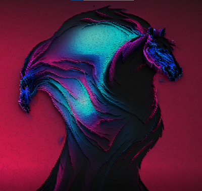 3D Colorful Horse in 2D 3d free horse houdini motion graphics visuals