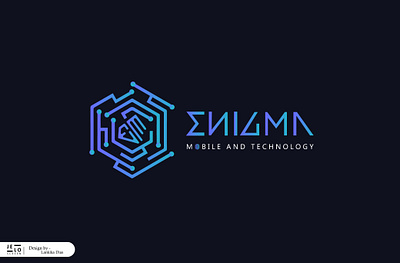 Enigma mobile & technology Logo with Outputs graphic design logo