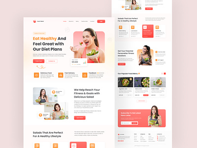 Online Salad Food Restaurant Website Landing Page Design business commercial delivery ecommerce figma food grocery healthy food landingpage landingpage ui online shop order payment restaurant salad ui web design website website design website ui