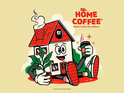 Home Coffee branding character design graphic design illustration malaysia mascot vector