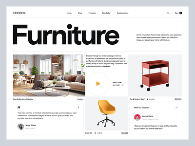 HEEBOX | Furniture Website Header 3d clean design e commerce design ecommerce ecommerce website furniture furniture shop graphic design header header design hero section landing page layout online store popular shots typography ui web design web header web site ui