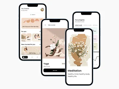 Meditation App app application clean design ios meditate meditation meditation app mobile mobile application popular relax trend trending trendy ui ui design yoga