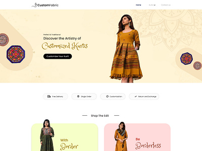 Customized Kurti UI 3d app blacktheme design typography ui ux design