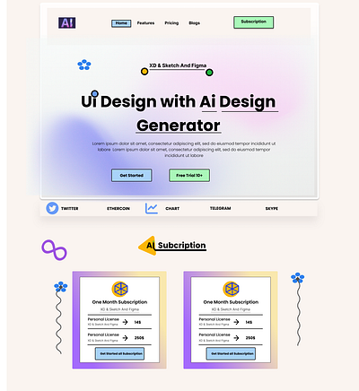UI Design With AI Design Generator by Figma/ Xd Available. animation branding design graphic design illustration logo typography ui ux vector web design