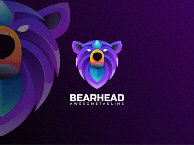 Bearhead Colorful Logo Design 3d bear branding colorful design graphic design illustration logo