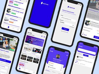 AppGrade - Education App app class course design education edutech exploration flat home homepage login mobile mobileapp mobiledesign ui uidesign uiux ux