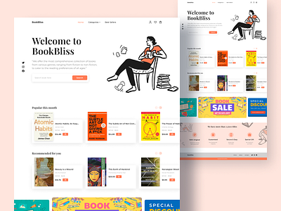 Book Store Landing Page - #Exploration book store design clean design minimalist design simple landing page ui design uiux user interface user interface design web book store web design