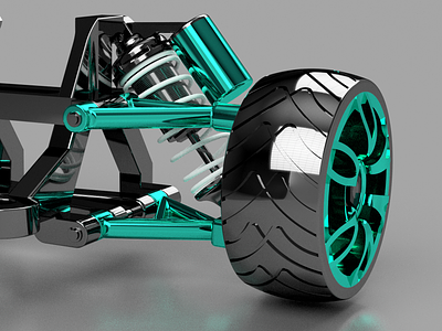 Suspension Car - back view 3d 3d design autodesk car design engine illustration inventor render rendering
