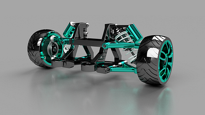 Suspension Car - back view 3d 3d design autodesk car design engine illustration inventor render rendering