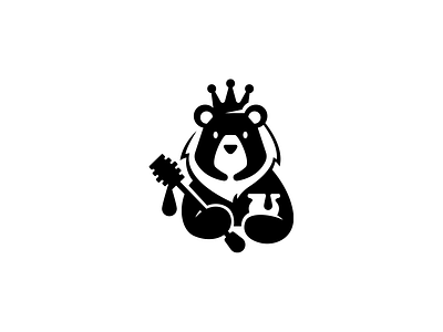 Honey king bear black brand branding character design elegant graphic design honey illustration jar king logo logo design logotype mascot modern monochrome negative space negativespace