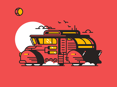 RV 7 car design fun graphic design home house on wheels icon illustration line logo minimal retro rv simple ui vacation vintage