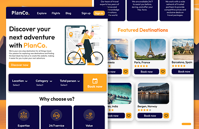 PlanCo. - Travel agency website clean hotel booking mockup modern travel travel agency website ui uiux ux web design website