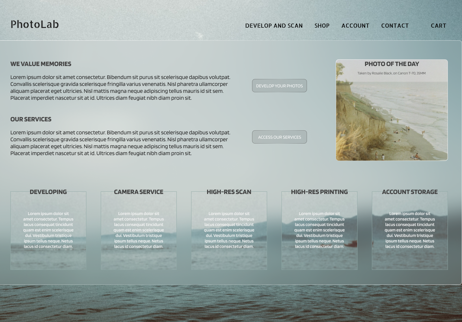 PhotoLab homepage by Carla Timoc on Dribbble