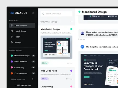AI Chatbot Dashboard - DNABOT ai ai chatbot ai dashboard ai design artificial intelligence chat dashboard chatbot dashboard dashboard design design desktop inbox message messanger minimalist product design ui ux web design