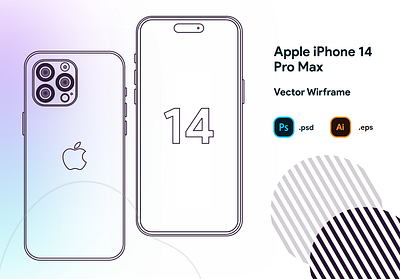Wireframe Apple iPhone 14 Pro Max Vector Mockup apple branding design device download free illustration ios iphone iphone 14 pro max logo mockup photoshop product psd ui ux vector web wireframe