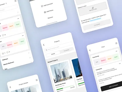 Apartment Handover Module apartment app bedroom building company construction handover house issues mobile module process product projects real estate sign status tenent ux