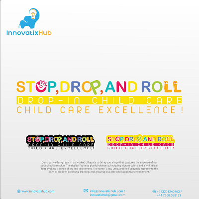 preschool Logo (STOP DROP AND ROLL) academicexperience branding buildingyoungminds designreveal earlychildhoodeducation educationlogo logo logo mark logodesign logomaker minimalist logo nurturingenvironment playfullearning preschoollogo schoollogo stopdropandroll