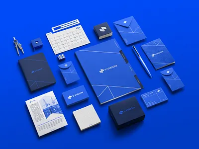 VVISION - Corporate Stationery (Construction) architecture brand brand assets branding branding and identity business card businesscard corporate branding corporate business card corporate identity d businesscard engineering envelope identidade visual letterhead logo logo design mock up stationery visual identity