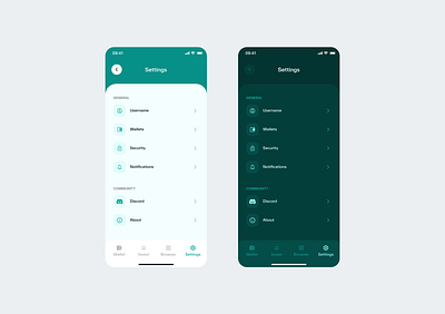 Wallet settings manager app design mobile ui ux web3