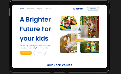 Kids Daycare Website Prototype branding design graphic design prototype typography ui ui design ux website website design