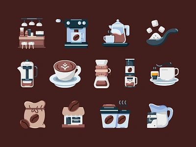 Coffee Icons barista breakfast cafe caffeine cappuccino coffee coffee culture coffee shop coffee tasting coffeehouse cold brew icon latte mocha morning