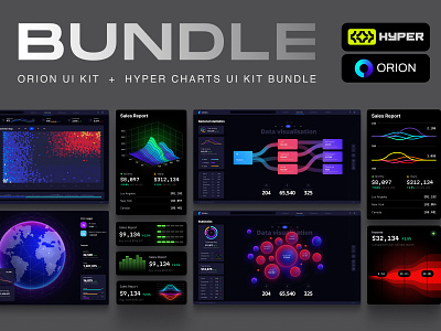 Pandora Bundle ✦ Orion + Hyper ✦ Save 30% ai ai science big data bundle chart dashboard dataviz design desktop future illustration infographhic infographic orion set statistic tech tech products template ui