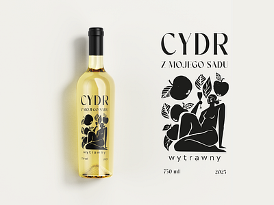 Label cider-wine- Cydr z mojego sadu apple branding cider design graphic design illustration label label wine typography vector wine woman