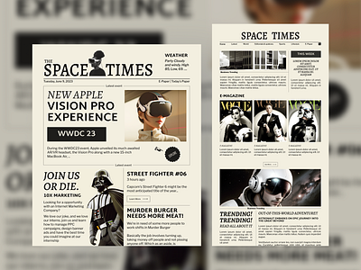 SPACE TIMES : NEWS WEBSITE DESIGN ai art clean design design graphic design illustration ui vector website