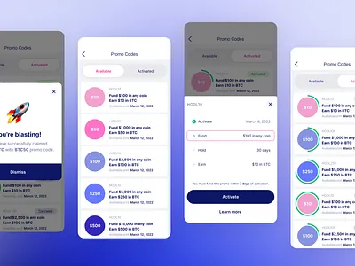Celsius - Promo Tasks app codes coin crypto drawer earn finance flow fluent hodl mobile process product progress promo promo codes rewards tasks ui ux