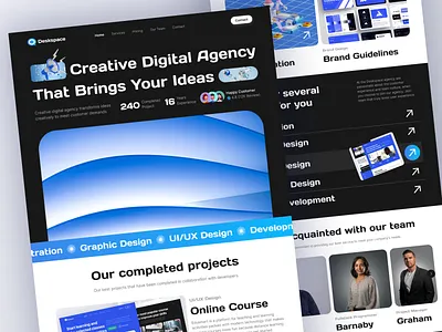 Landing Page - Deskspace advertising agency agency landing page agency website blue clean design company creative creative agency creative direction digital agency homepage landing page marketing modern design portfolio professional startup studio web design