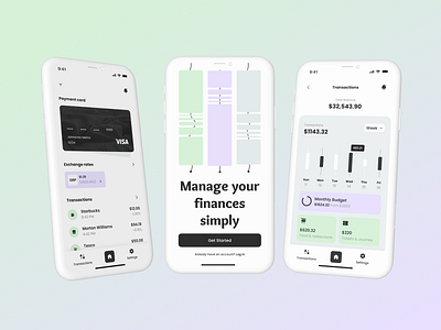 Finance Application appdesign banking dailyui design finance fintech internetbanking minimal mobilebanking mobiledesign ui