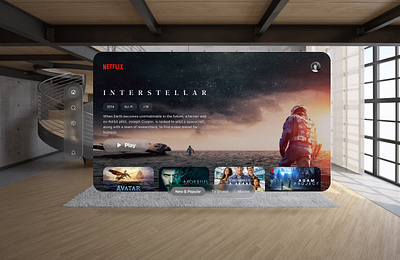 UI Design of Netflix for Apple Vision Pro apple design apple vision pro concept interface design netflix streaming ui ui design