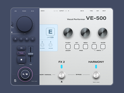 Boss VE-500 audio application audio devices audio interface audio ui boss ve 500 knobs music application music ui professional audio reality effect shadow effect shadows ui