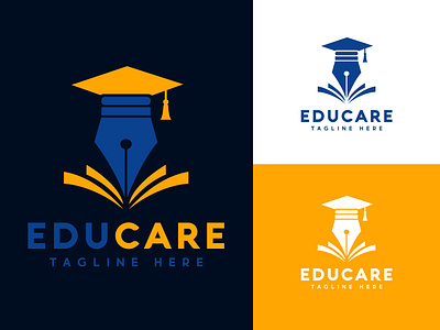 Concept : Educare - Logo Design (Unused) book brand identity cap education pen pen logo