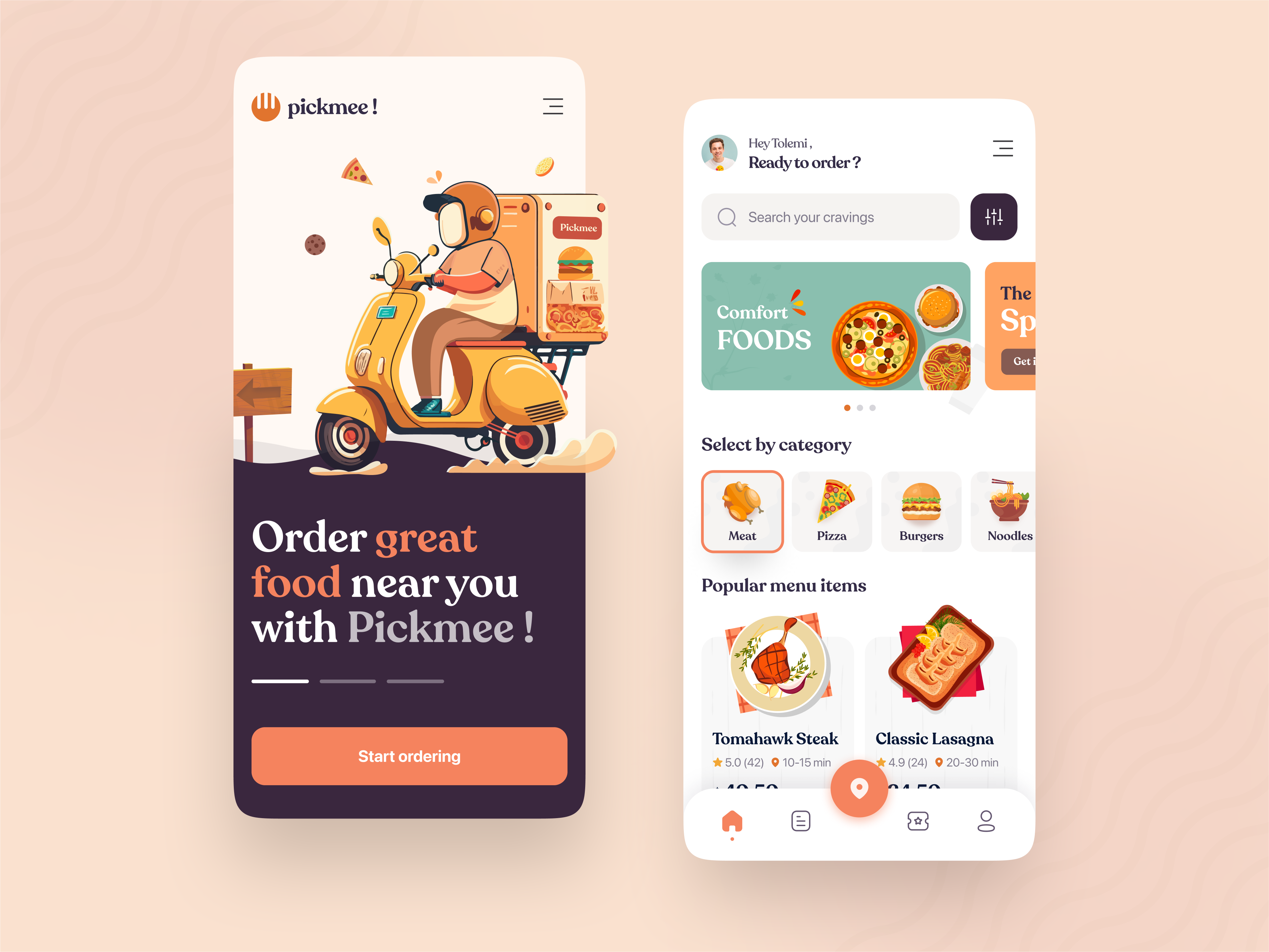 Example of Food Delivery App UI Design