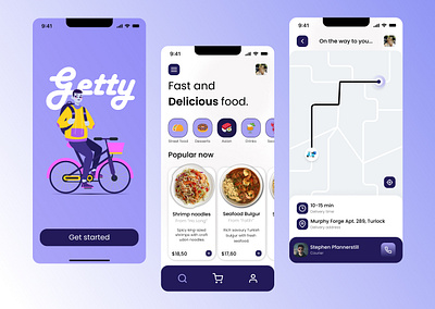 Getty food delivery - Mobile App app design illustration ui ux