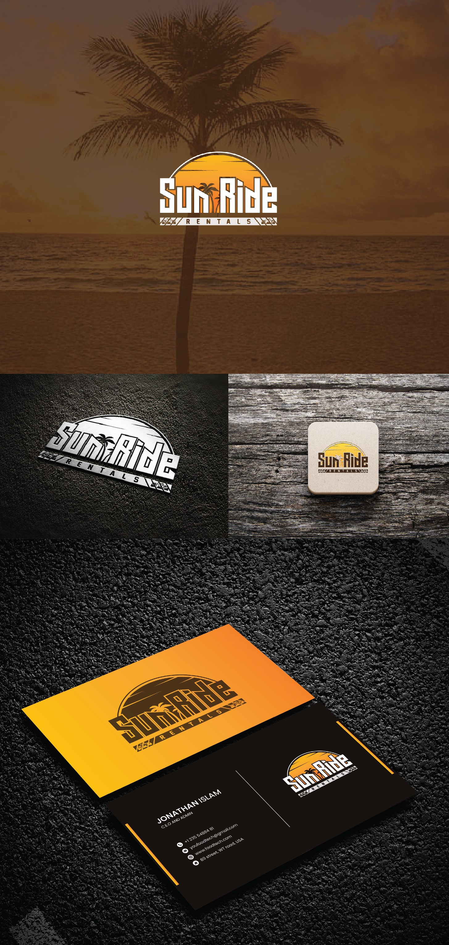 Ride Rental Logo brand identity branding brochure design business card design flyer graphic design illustration logo rental logo sea beach rental logo ui