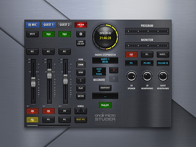 OnAir Micro 2d android app app design braodcast graphic design graphicdesign gui html5 ios metal mixer mobile design mobile ui podcast radio studer ui uiux vector