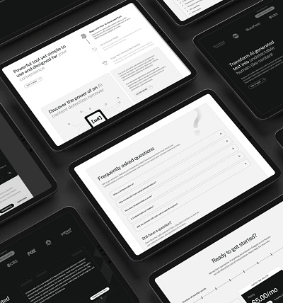 Undetectable AI Landing page black and white design high end minimalist mockup modern premium saas tablet ui web design