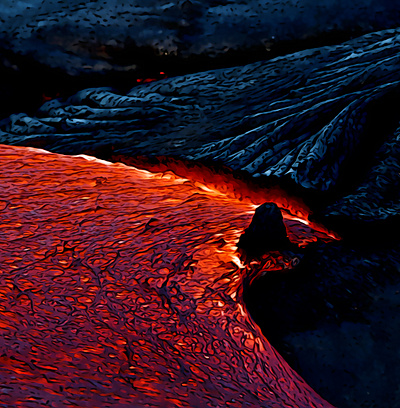 Lava surface flow art illustration lava nature volcano watercolor