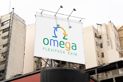 Omega Flexipack Exim Logo branding design graphic design illustration logo mockup vector