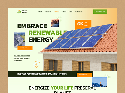 Solar Energy Website Design clean company corporate dashboard energy html minimal mobile app solar ui design uiux design webflow website wordpress