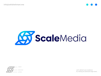 Scale Media - 2nd Logo design concept arrow logo branding camera creative logo design direction for sale forward icon lens letter s logo logo logotype marketing media logo media player modern logo reels symbol video logo