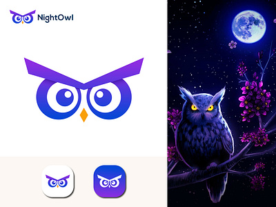 NightOwl - Logo Design app logo branding creative logo design gradient illustration logo logo design logo designer logo icon minimal logo minimalist logo morden logo symbol vector vectplus7