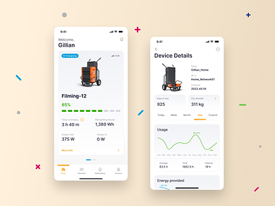 Mobile AC Power stations battery chart charts co2 electricity graphs ios app mobile mobile app native app power station ui ux