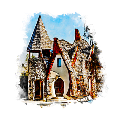 Beautiful Clay Castle art building castle illustration watercolor