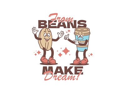 Cup & Coffee Beans animation brand branding character classic clothing coffee cup design graphic design illustration logo retro ui